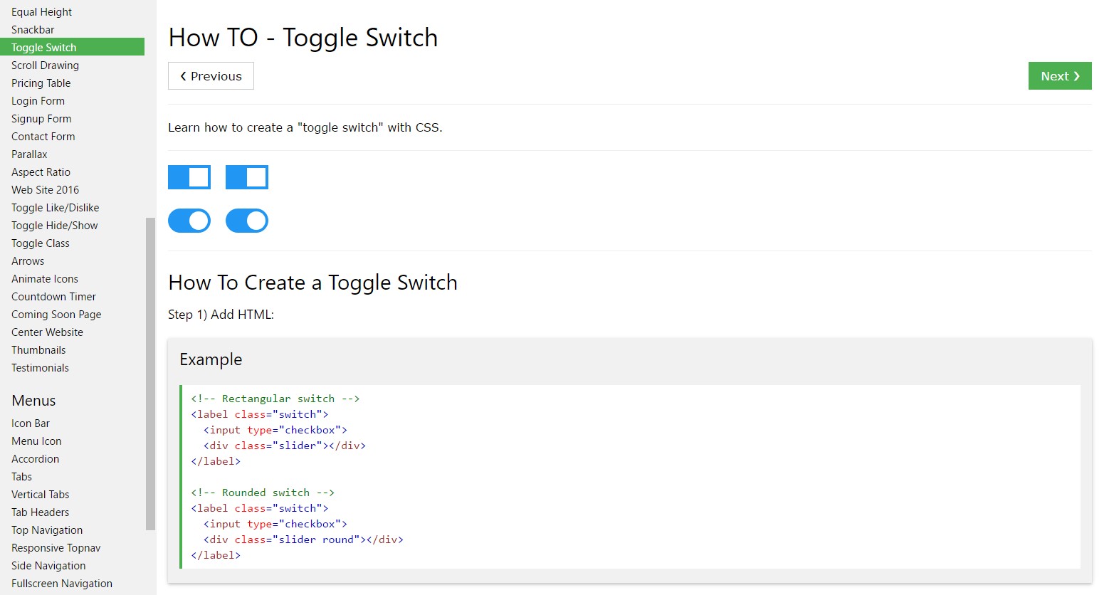  The ways to  provide Toggle Switch